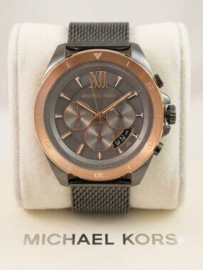 Michael Kors Gunmetal & Rose Gold Chronograph Mesh Watch Men's Unisex M#8866
